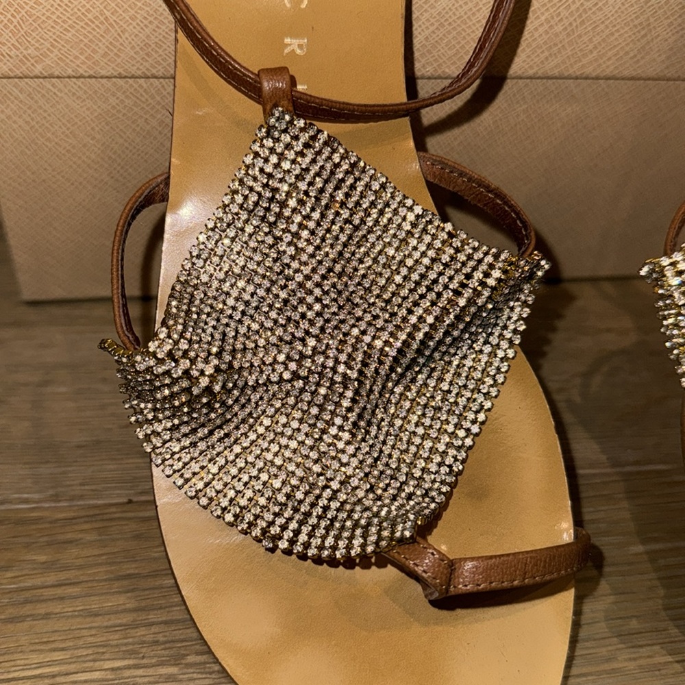 Lola Cruz Luanda mesh crystal toe ring sandals - Picture 3 of 9